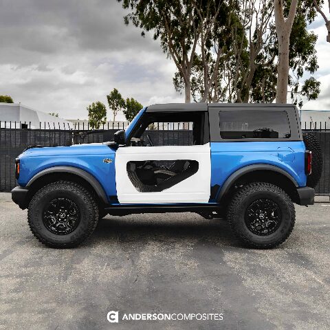 2021-2024 Ford Bronco 2DR Fiberglass Halo Doors With Carbon Fiber Inserts - Anderson Composites - AC-DD21FDBR2D-HA-PC